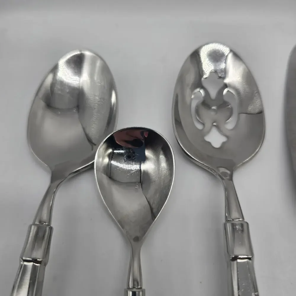 Oneida Act 1 Glossy Stainless Heirloom Cube Flatware Serving Set of 8 pieces